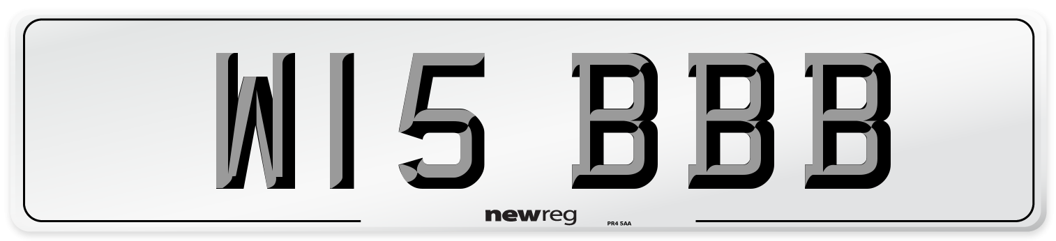 W15 BBB Number Plate from New Reg